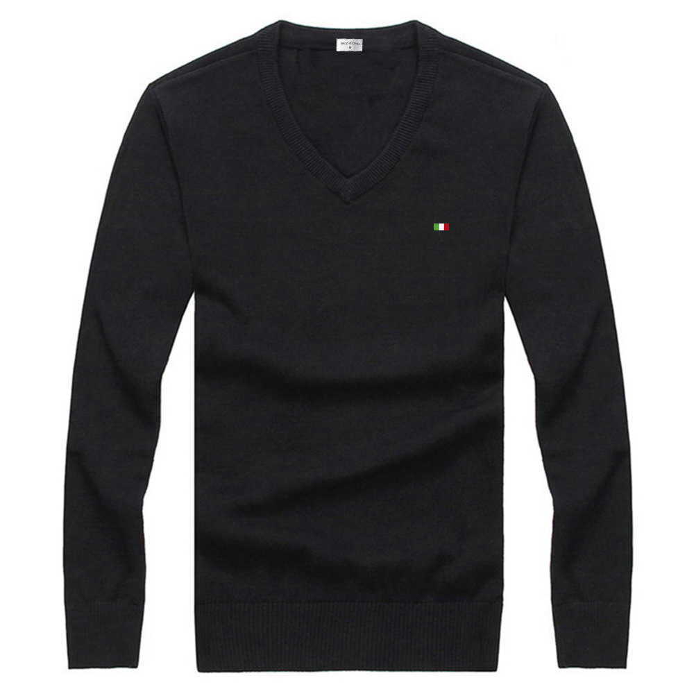 2021 New Flag Embroidery 100% Cotton Sweaters Men Solid Color Slim Fit Jumpers Knitred V Neck Autumn Casual Men Clothes Y0907
