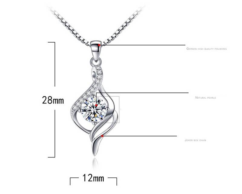 S925 Sterling Silver Pendant Necklace Purple Cubic Zirconia Charms Necklaces Wholesale