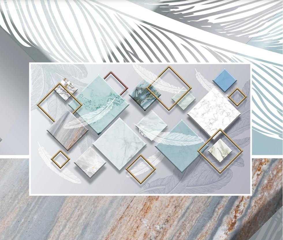 Modern customized wallpaper for walls minimalist three-dimensional geometric white feather wallpapers TV background wall mural