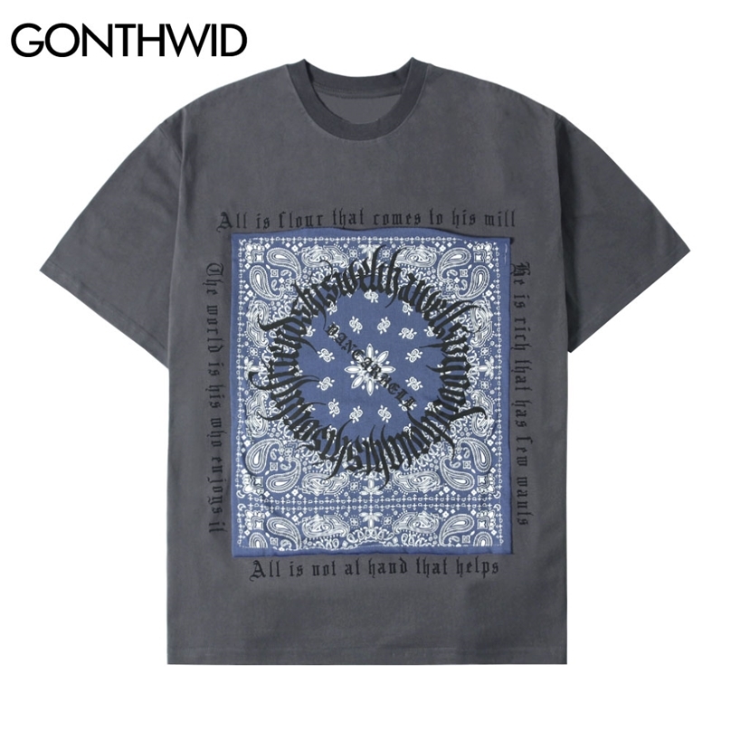Tshirts Harajuku Hip Hop Casual Bandana Paisley Pattern Print Short Sleeve Cotton T-Shirts Streetwear Loose Tees Tops 210602, Gary
Tshirts Harajuku Hip Hop Casual Bandana Paisley Pattern Print Short Sleeve Cotton T-Shirts Streetwear Loose Tees Tops 210602, Gary