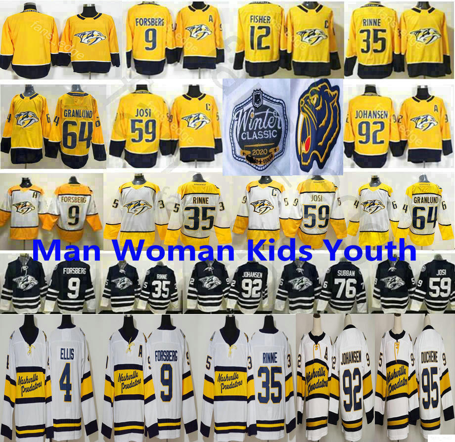 2020 Winter Classic Nashville Predators 9 Filip Forsberg 35 Pekka Rinne 59 Roman Josi 92 Ryan Johansen 64 Granlund 4 Ellis Hockey Jerseys, Kids size s-xl
2020 Winter Classic Nashville Predators 9 Filip Forsberg 35 Pekka Rinne 59 Roman Josi 92 Ryan Johansen 64 Granlund 4 Ellis Hockey Jerseys, Kids size s-xl