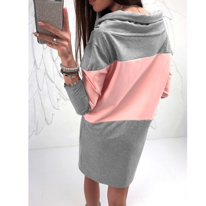 Oufisun Women Patchwork Long Sleeve Hoodies Sweatshirs Casual Loose Autumn Winter Fahsion Women Hoodies Outwear Pullover Tops 201102