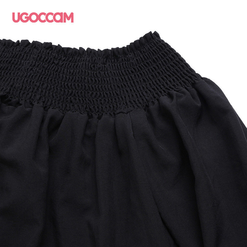 UGOCCAM Women Off Shoulder T-shirt Lantern Sleeve Ruffles Sexy Summer White T-shirt Casual Plus Size Top Women blusas de mujer 210306