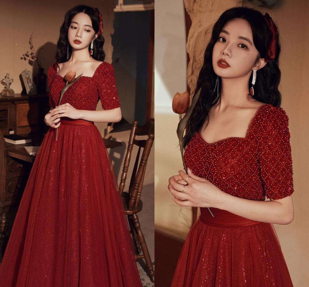 2021 New Luxury Dark Red Beads Evening Es Long Dubai Arabic a Line Pearl Backless Party Gowns Floor Length Formal Robe De Soiree Tg8y, Burgundy
2021 New Luxury Dark Red Beads Evening Es Long Dubai Arabic a Line Pearl Backless Party Gowns Floor Length Formal Robe De Soiree Tg8y, Burgundy