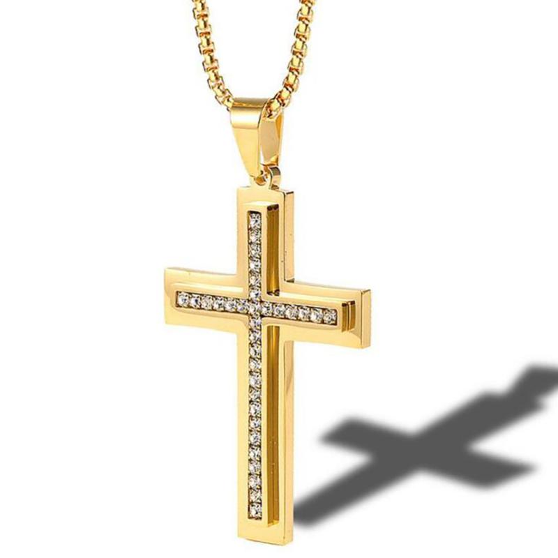Chains Stainless Steel Gold Zircon Stone Christ Cross Pendant Necklace Hip Hop Jewelry For Him With Chain
Chains Stainless Steel Gold Zircon Stone Christ Cross Pendant Necklace Hip Hop Jewelry For Him With Chain