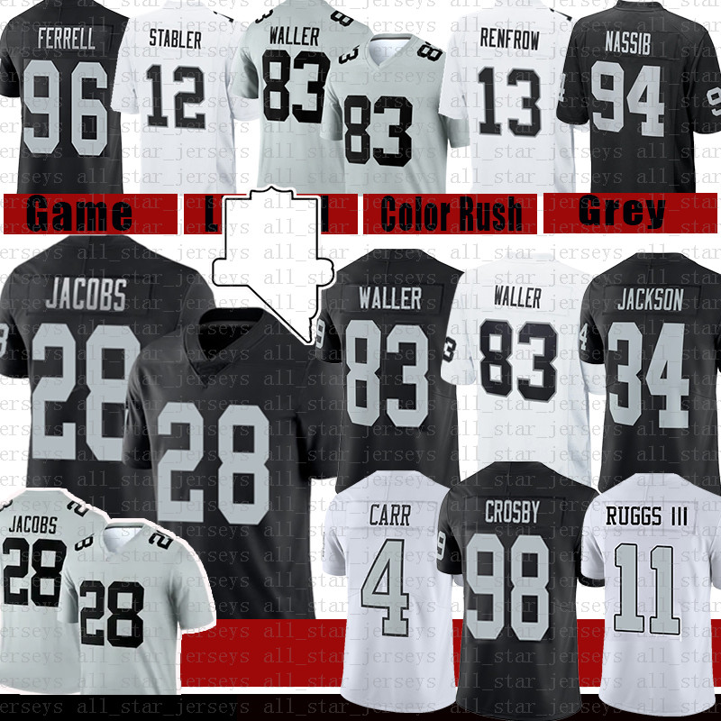 28 Josh Jacobs 83 Darren Waller Football Jersey Derek Carr Henry Ruggs III Maxx Crosby Las Vegas„Raiders„Howie Long Carl Nassib Bo