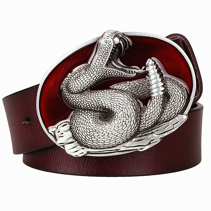 2021 New Fashion Men's Genuine Leather Metal Buckle Snake Rattlesnake Pattern King Belt Style Show Girdle Women Sqfz, Black
2021 New Fashion Men's Genuine Leather Metal Buckle Snake Rattlesnake Pattern King Belt Style Show Girdle Women Sqfz, Black