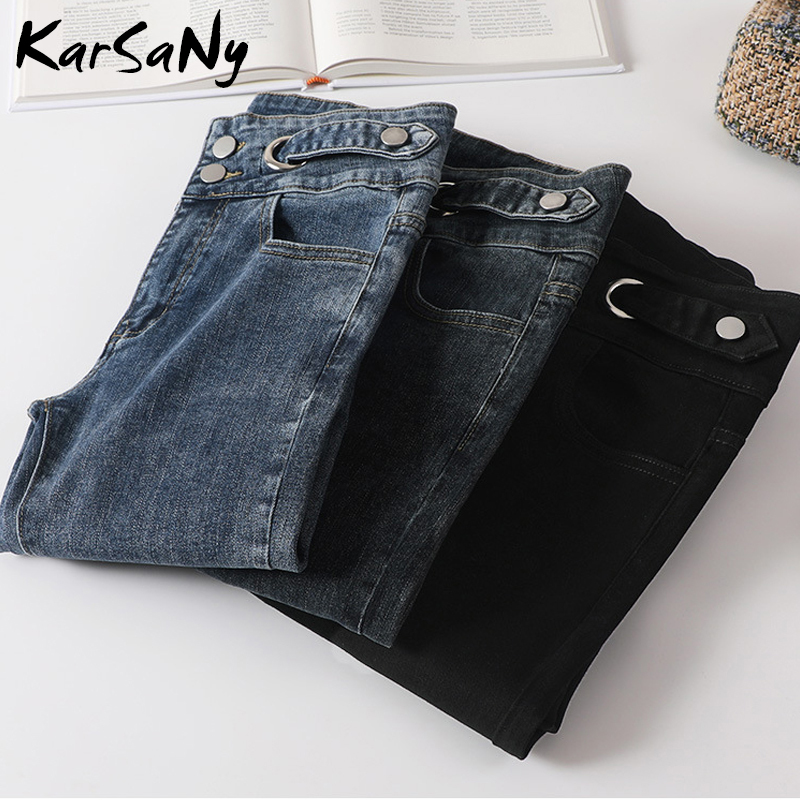 Skinny Jeans Woman High Waist Double Button Jean Skinny Mujer Denim Pants Spring Women's Jeans With High Waist Jean Women 210222