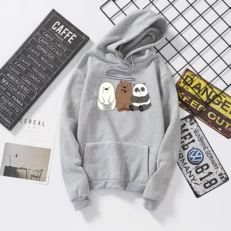 Plus size Autumn Winter Tops Velvet Sweatshirts Coat Women Anime Bears Printed Cute Hoodies Long Sleeve Streetwear Pullovers 201127