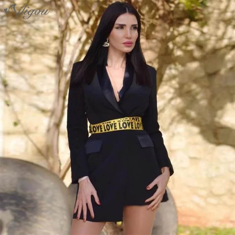 Women's Dress High Quality Fashion Sexy Black Long Sleeve V-Neck Belt Bodycon Celebrity Party Vestidos 210525
Women's Dress High Quality Fashion Sexy Black Long Sleeve V-Neck Belt Bodycon Celebrity Party Vestidos 210525