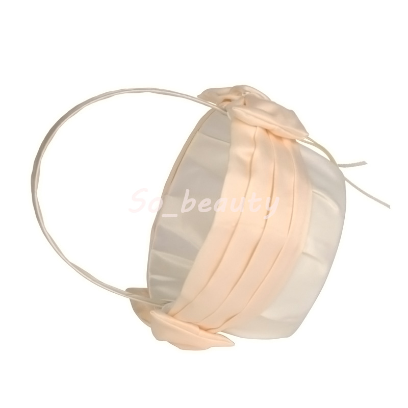 Champagne Lace Girl Basket Elegant Satin With Bow knot Round Wedding Favors Decoration L5645