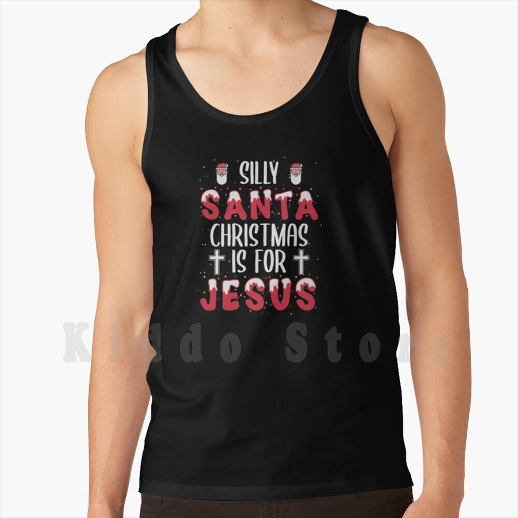 silly santa christmas is for jesus religious tank vest sleeveless merry christ, White;black 
silly santa christmas is for jesus religious tank vest sleeveless merry christ, White;black