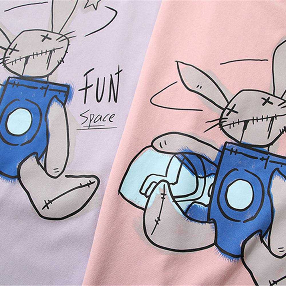 Men's Tshirt Cartoon Rabbit Print Summer Short Sleeve Hip Hop Oversized Cotton Casual Harajuku Streetwear Top Tshirts Clothing 210601