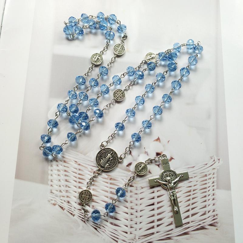 Pendant Necklaces Saint Benedict Medal Rosary Necklace Blue Crystal Prayer Beads Chain Crucifix Cross Y-Necklaces Car Hangings Blessing Jewe, Silver
Pendant Necklaces Saint Benedict Medal Rosary Necklace Blue Crystal Prayer Beads Chain Crucifix Cross Y-Necklaces Car Hangings Blessing Jewe, Silver