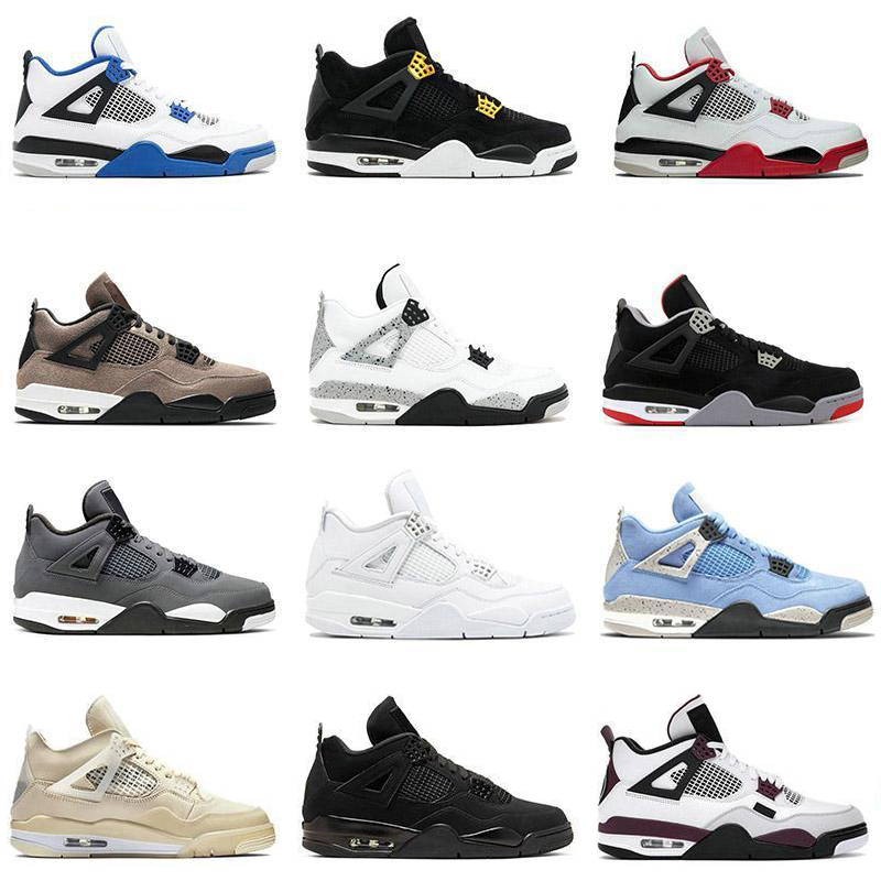 Top Quality Jumpman 4 4s Mens Basketball Shoes Sail University Blue Sneakers Fire Red Thunder Oreo Bred Black Cat Shimmer Guava Ice What the White Cement women Sports
Top Quality Jumpman 4 4s Mens Basketball Shoes Sail University Blue Sneakers Fire Red Thunder Oreo Bred Black Cat Shimmer Guava Ice What the White Cement women Sports
