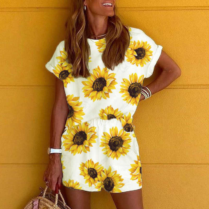 Tie Dye Printed Women Clothing Set Two Piece Long Sleeve Blouses + Shorts Ladies Outfits Fashion Casual Female Clothes Set 210709