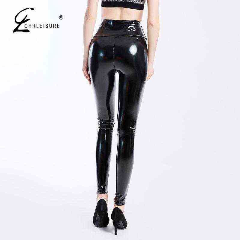 Black Pu Leather Pants Women High Waist Leggings Trousers Thick Stretch Pantalon Mujer 211115