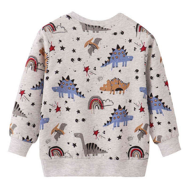Jumping Meters Boys Girls Dinosaurs Sweatshirts Autumn Spring Children's Cotton Clothes Selling Sport Kids Hooded Shirts 211029
