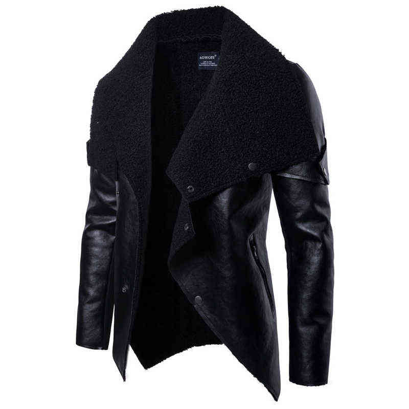 Irregular Hem Velvet Leather Jacket Men Autumn Male Moto Biker Faux Leather Jacket Coat Punk Style Jaqueta De Couro 211111