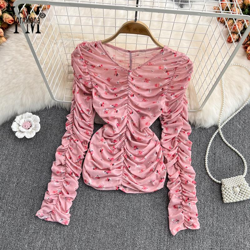 Women's Blouses & Shirts YornMona Ins Fashion Sexy Transparent Floral Print Blouse Slim Elastic Ruched Long Sleeve Streetwear Women Tops, White
Women's Blouses & Shirts YornMona Ins Fashion Sexy Transparent Floral Print Blouse Slim Elastic Ruched Long Sleeve Streetwear Women Tops, White