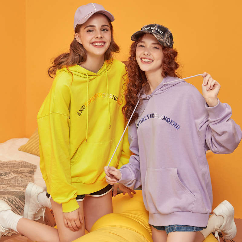 Metersbonwe Hoodies For Women Letter Girls Streetwear Casual Sweatshirt New Hoodies Student cashmere Hoodies 201106