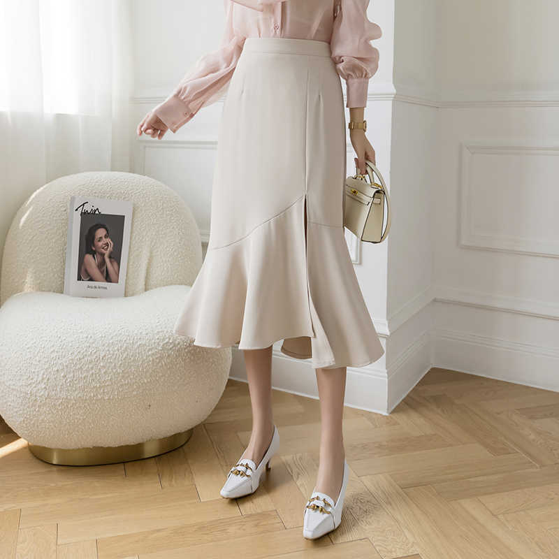 Korean Fashion Long Skirts Solid A-Line Knee-Length for Women Empire Folds High-waisted White Basic OL Clothes 210604, Apricot
Korean Fashion Long Skirts Solid A-Line Knee-Length for Women Empire Folds High-waisted White Basic OL Clothes 210604, Apricot