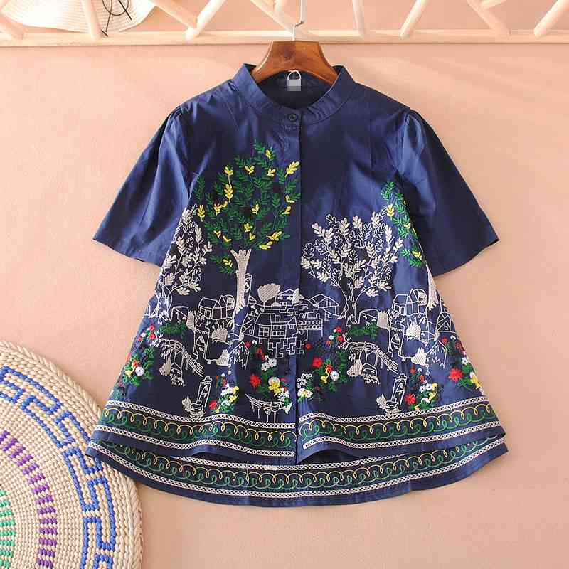 VANOVICH Embroidery Summer Women Shirts Short Sleeve Wild Cotton Casual Ladies Blouses and Tops Fashion Clothing 210615, Navy
VANOVICH Embroidery Summer Women Shirts Short Sleeve Wild Cotton Casual Ladies Blouses and Tops Fashion Clothing 210615, Navy