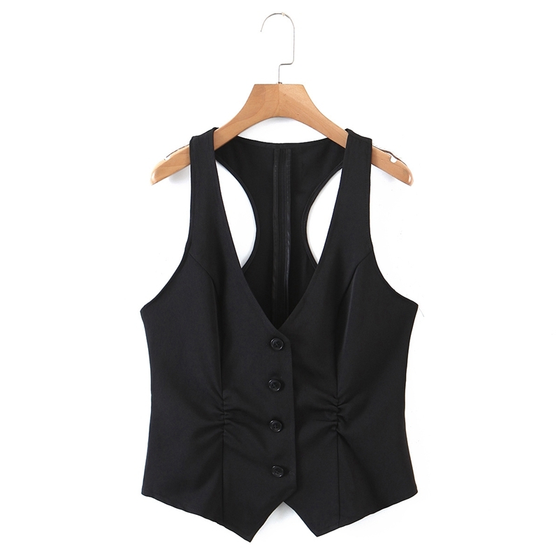 Summer Women Black Crop Vest Top Sleeveless Single Breasted Backless Jacket Female Tank Tops 210525
Summer Women Black Crop Vest Top Sleeveless Single Breasted Backless Jacket Female Tank Tops 210525