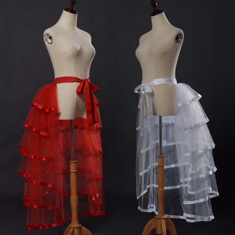 Party Tutu Tail Tiered Tulle Skirt Burlesque Steampunk Black Mesh Ruffle Layered Detachabl Bustle Overskirt 210306
