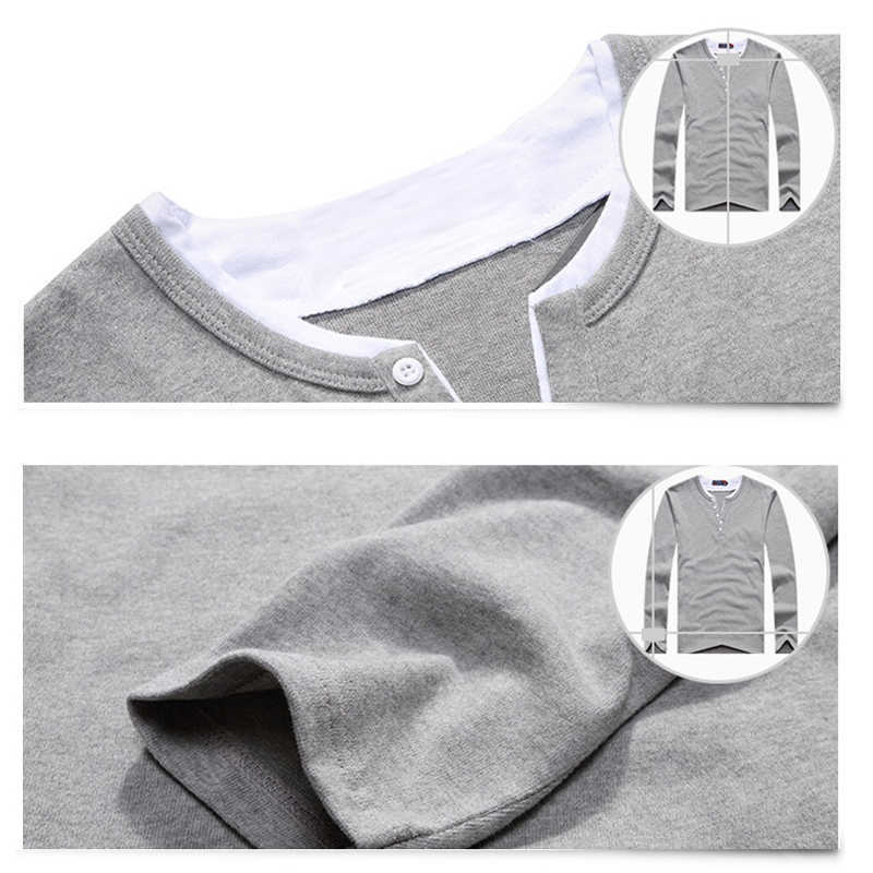 Autumn Men T Shirt Button Big Tall Cotton Long Sleeve T Shirts Men Big Size Casual T-Shirt Solid 5xl 6xl Fit Tee Top Male 210623