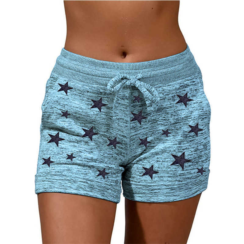 Summer Women Casual Sports Elastic Waist Shorts Plus Size Ladies Print Sports Jogger Soft Slim Female Shorts Sweatpants 210611