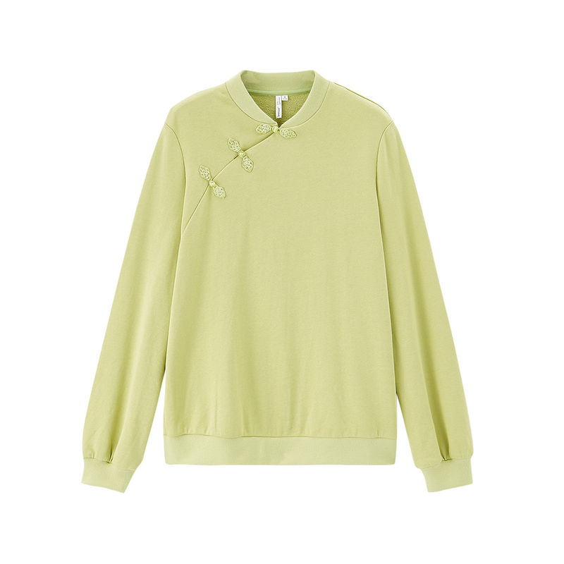 INMAN Chinese Style Winter Qi-Pao Collar Elegant Cotton Pullover Sweatshirt 201217