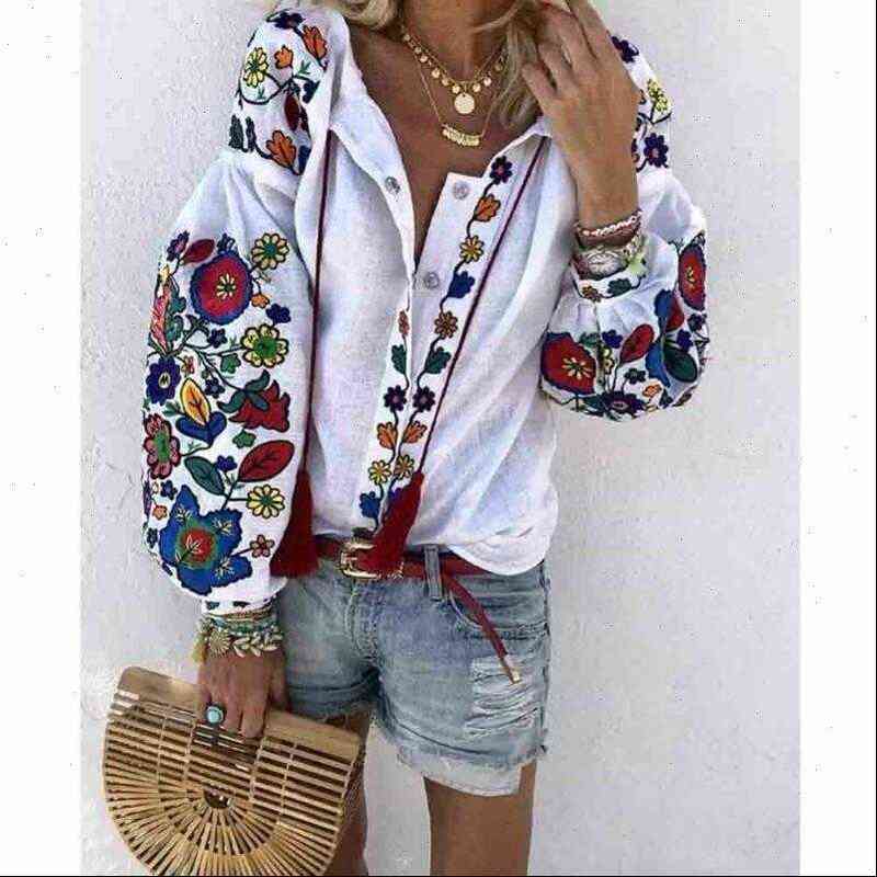 women shirts plus size womens floral print v neck long sleeve blouse summer boho shirt drop, White
women shirts plus size womens floral print v neck long sleeve blouse summer boho shirt drop, White