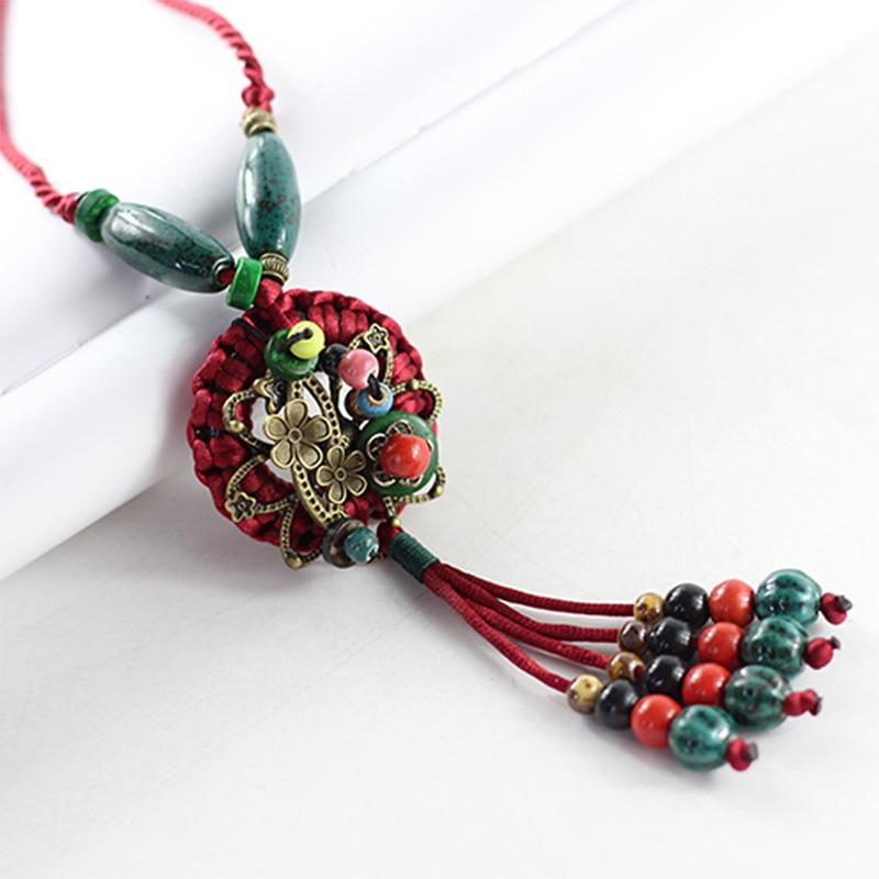 Pendant Necklaces 12 Pieces/Lot Ceramic Long Handmade Gold Color Flower Pendants Big Woven Rope Chains Bohemian Ethnic Women Accessory
Pendant Necklaces 12 Pieces/Lot Ceramic Long Handmade Gold Color Flower Pendants Big Woven Rope Chains Bohemian Ethnic Women Accessory