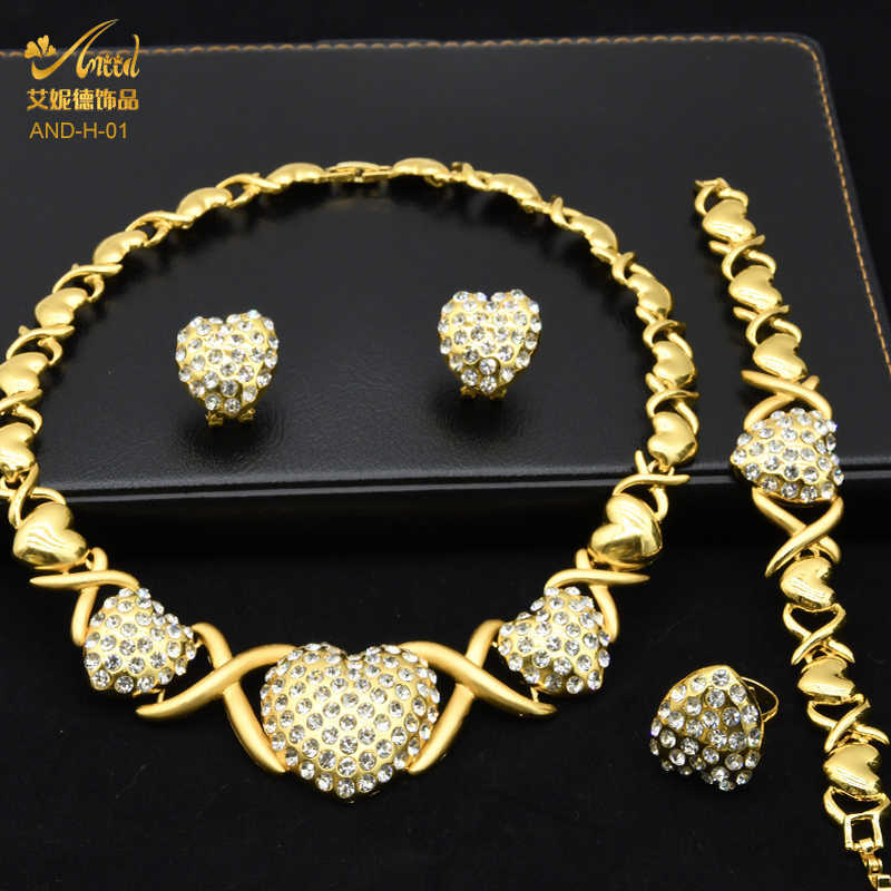 Xoxo Gold Color Jewelry Sets Heart Necklace African Wedding Earrings Bangle Ring Indian Nigerian Luxury Bridal Trendy Jewelries H1022, White
Xoxo Gold Color Jewelry Sets Heart Necklace African Wedding Earrings Bangle Ring Indian Nigerian Luxury Bridal Trendy Jewelries H1022, White