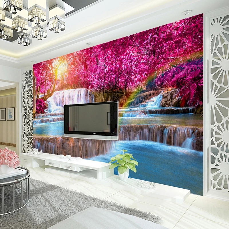 Custom 3D Wallpaper Beautiful Forest Waterfall Nature Landscape Murals Living Room Bedroom Backdrop Home Decor