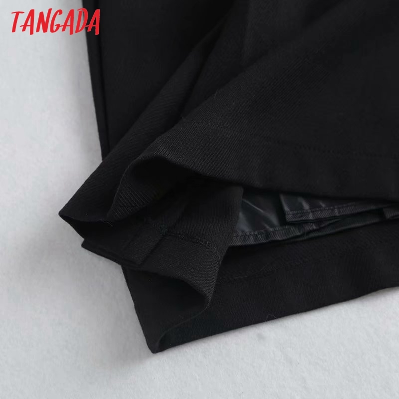 Tangada autumn winter women chain decorate black skirts faldas mujer zipper female mini skirt 4C78 210306