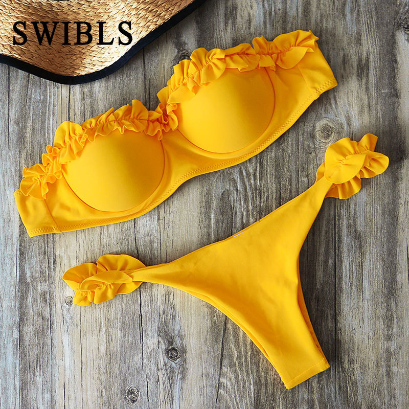 White Flower Bikini Female Bather Black Floral Swimsuit Sexy Brazilian Bathing Suit Push Up Swimming Women Swimwear 210305