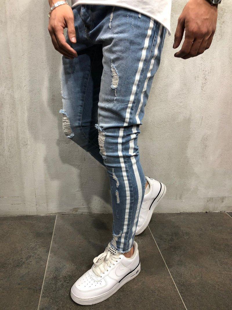 Men's Jeans Mens Skinny Slim Fit Ripped Big And Tall Stretch Blue For Men Distressed Elastic Waist M-4XL