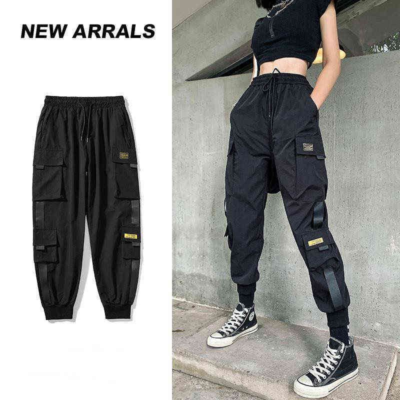 QWEEK Punk Japanese Streetwear Cargo Pants Women Harajuku Joggers Sweatpants Baggy Casual Loose Trousers For Female Techwear 211115
