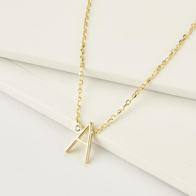 Chains 925 Sterling Silver Gold Leter A M Mini Sized Initial Necklace B C Stone Pendant Jewelry Luxury Gift Women 
Chains 925 Sterling Silver Gold Leter A M Mini Sized Initial Necklace B C Stone Pendant Jewelry Luxury Gift Women