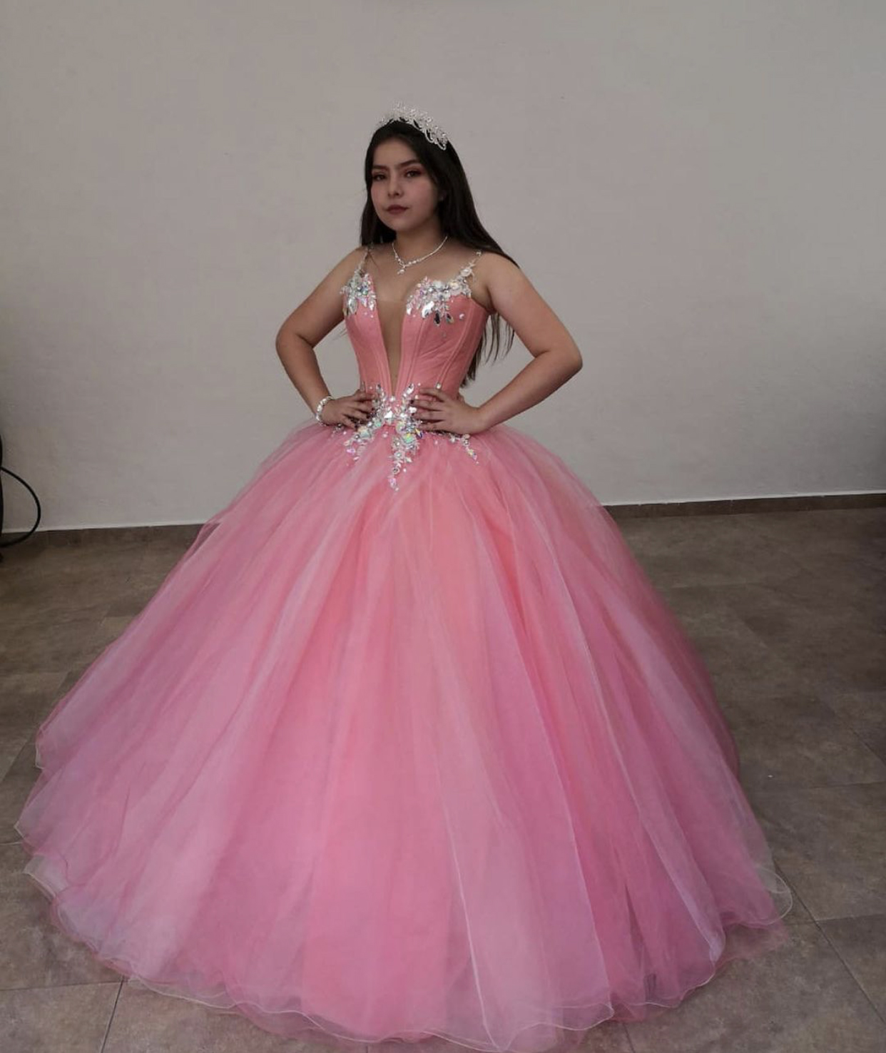 Pink 2021 Msquerade Ball Gown Quinceanera Dresses Pricess with Off the shoulder Tulle Prom sweet 16 Dress Birthday Party Attire