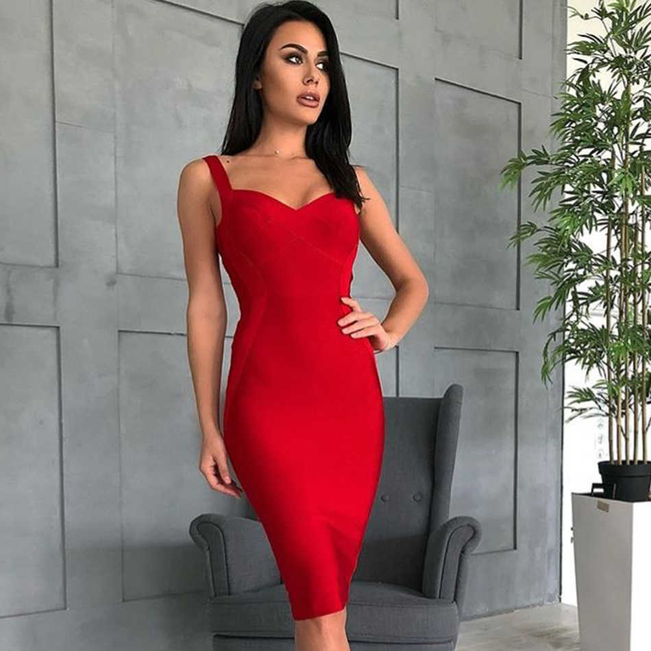 Adyce Summer Woman Bandage Dress Red Blue Nude Sexy Spagehetti Strap Midi Celebrity Bodycon Club Party Vestidos 210623