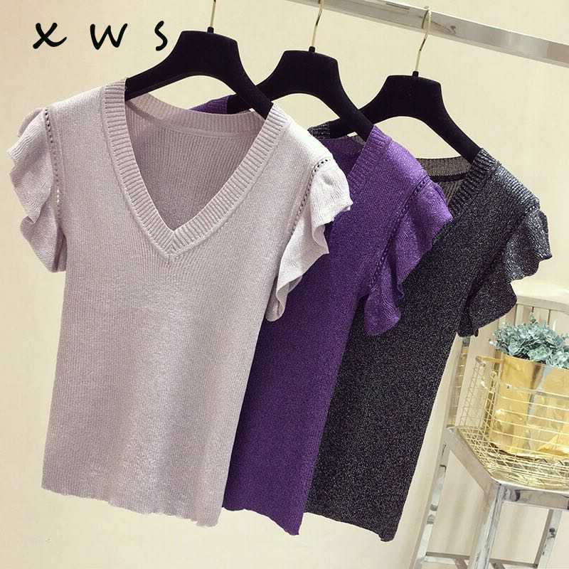shiny lurex summer sweater women butterfly sleeve pullover women basic sweater women korean glitter knit top female 210604, Purple
shiny lurex summer sweater women butterfly sleeve pullover women basic sweater women korean glitter knit top female 210604, Purple