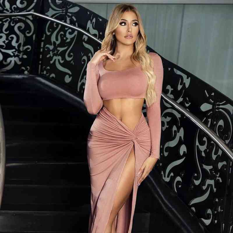 hip split two piece set women long sleeve crop skirt sets 2 piece set party club wear outfit, Gray
hip split two piece set women long sleeve crop skirt sets 2 piece set party club wear outfit, Gray