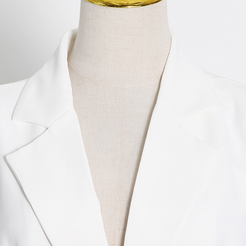 Women's Suits & Blazers Womens White Minimalist Women Notched Long Sleeve Sashes Elegant Female Fashion Clothing