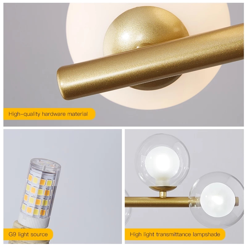Nordic LED Chandelier Lamp for Kitchen Living Dining Room Hall 11 Heads Glass Ball Hanging Pendant Light Indoor Decor Lighting Fixture R410