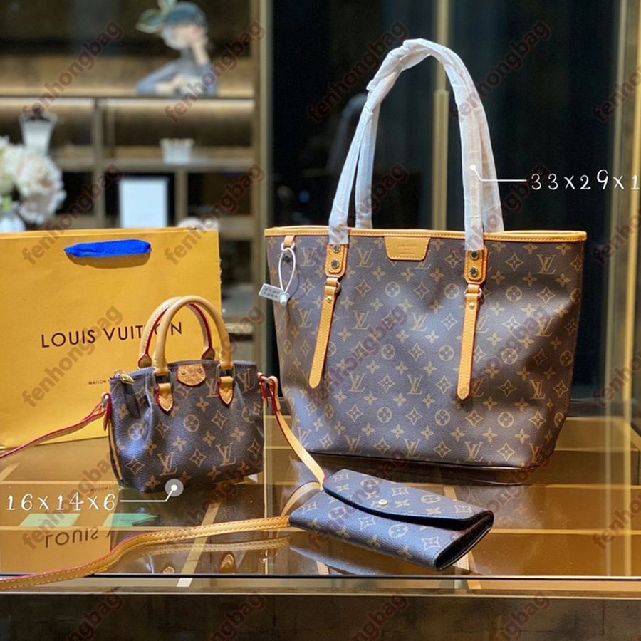 SELL WELL Fashion woman Shoulder Bags Three-piece Totes Handbag Genuine Leather Classic pattern Design Super Large Capacity High Quality Gifts 01