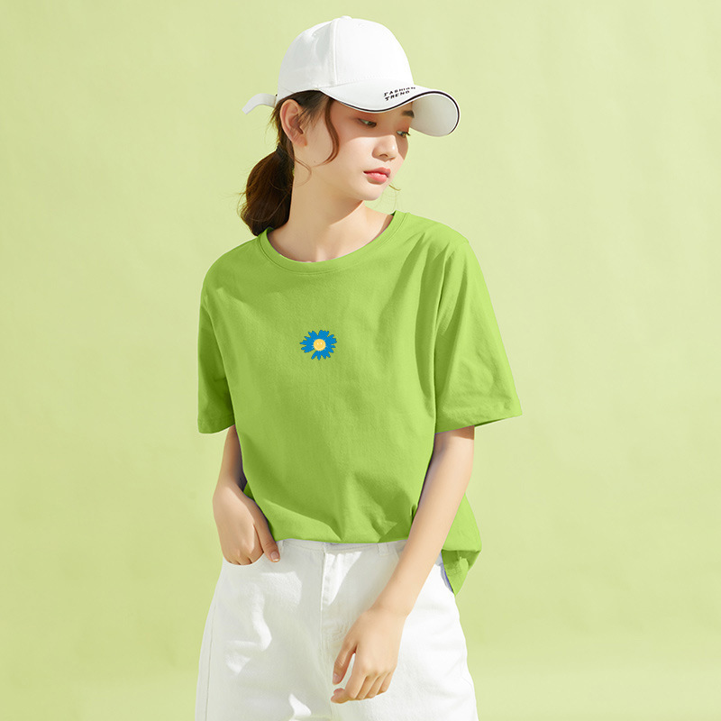 New Basic Cotton T Shirt Women Summer New Solid Tees 5 Color Casual Tshirt Tops 210306