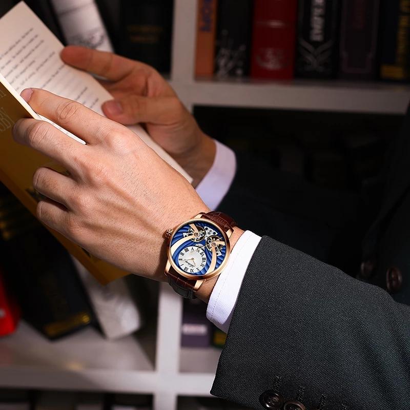 Wristwatches Top Leather Automatic Mechanical Watches Men Waterproof Tourbillon Watch Man Relogio Masculino Box, Black
Wristwatches Top Leather Automatic Mechanical Watches Men Waterproof Tourbillon Watch Man Relogio Masculino Box, Black